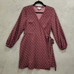 Loft Midi Wrap Dress Women's Size 4P Polka Dot Office Career Party Flowy Classic